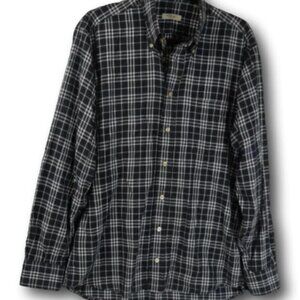 Burberry London Men’s Long Sleeve Shirt Black & White Nova Check Plaid – Size M
